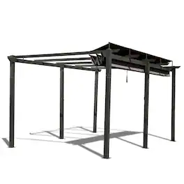 Mondawe - 11' X 16' Retractable Pergola with Weather-Resistant Canopy - Dark Gray