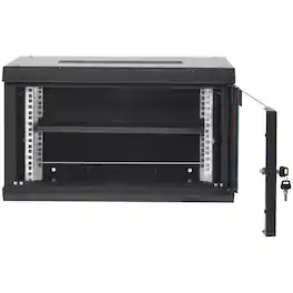 Glintex - 6U Wall Mount Network Server Cabinet 15.5" Deep, Locking Glass Door, Ventilated Rack Enclosure for IT and A/V Equipment - Black