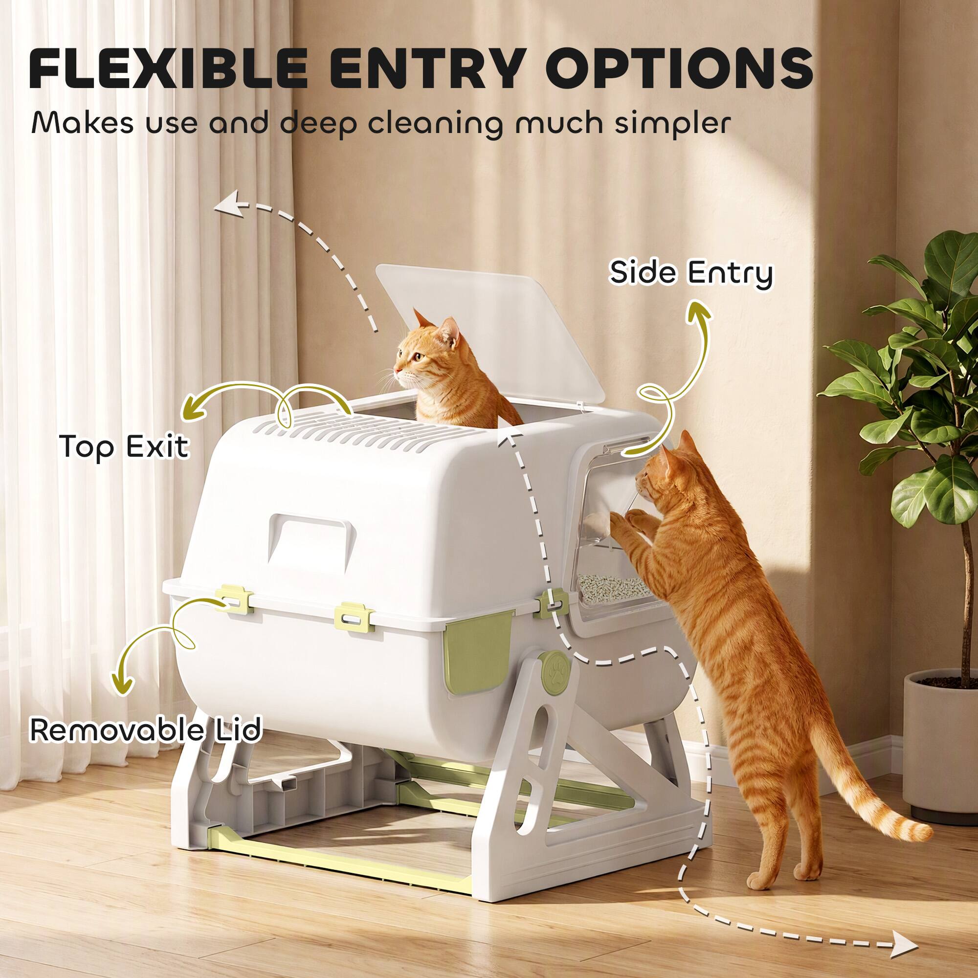 FLEXIBLE ENTRY OPTIONS  
Makes use and deep cleaning much simpler  
Side Entry  
Top Exit  
Removable Lid
