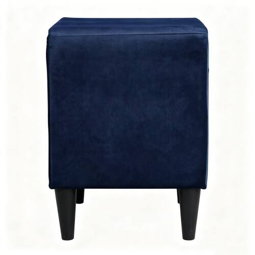 Alt View 2. LUCKY ONE - 20" Assembled Velvet Nightstand 2-Drawer Navy Blue Tapered Legs - Navy Blue.