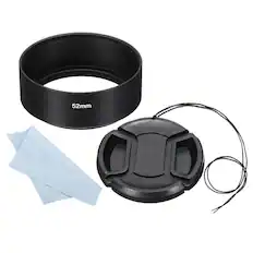 Front. Unique Bargains - 52mm Standard Focus Frosted Lens Hood with 58mm Cap/Cloth for Nikon/Fuji/Pentax/Leica - Black.