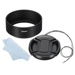 Unique Bargains - 52mm Standard Focus Frosted Lens Hood with 58mm Cap/Cloth for Nikon/Fuji/Pentax/Leica - Black