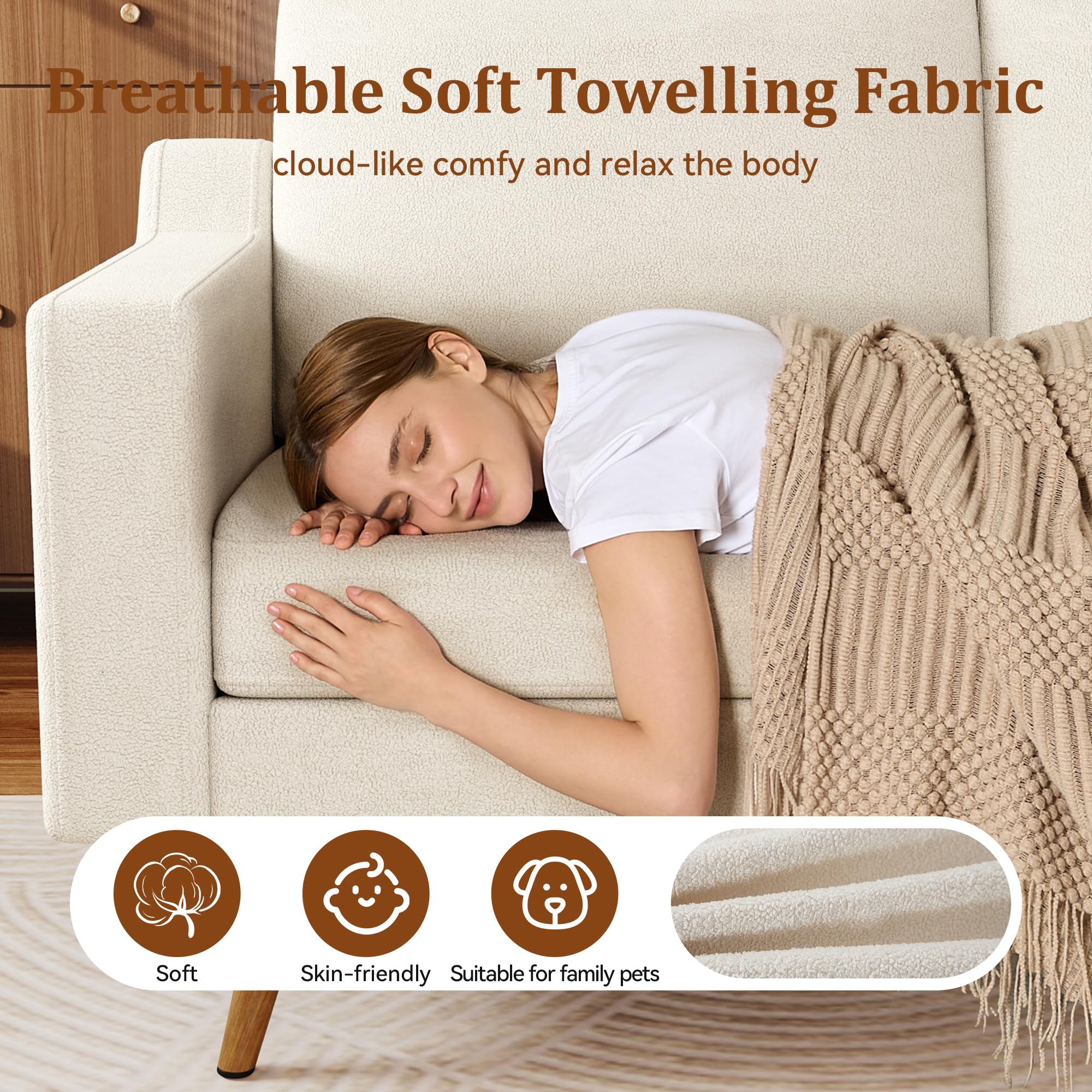 Breathable Soft Towelling Fabric  
cloud-like comfy and relax the body  

Soft  
Skin-friendly  
Suitable for family pets