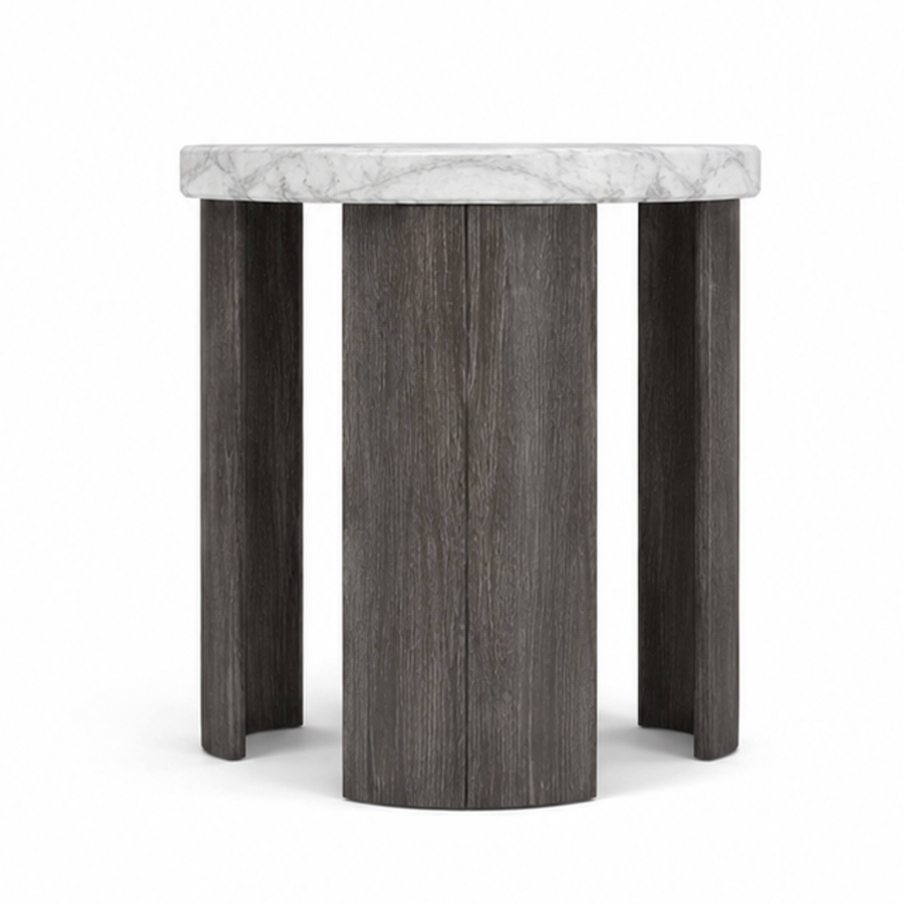 Angle. Manhattan Lane - Lesy Side End Table, 24 Inch Triangular Faux Marble Top - Gray, White.