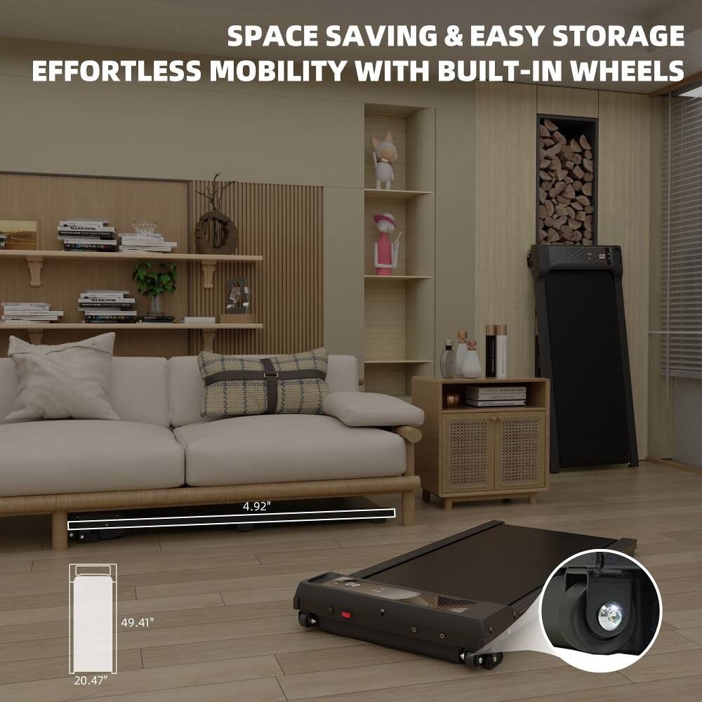 SPACE SAVING & EASY STORAGE  
EFFORTLESS MOBILITY WITH BUILT-IN WHEELS  

4.92"  
49.41"  
20.47"