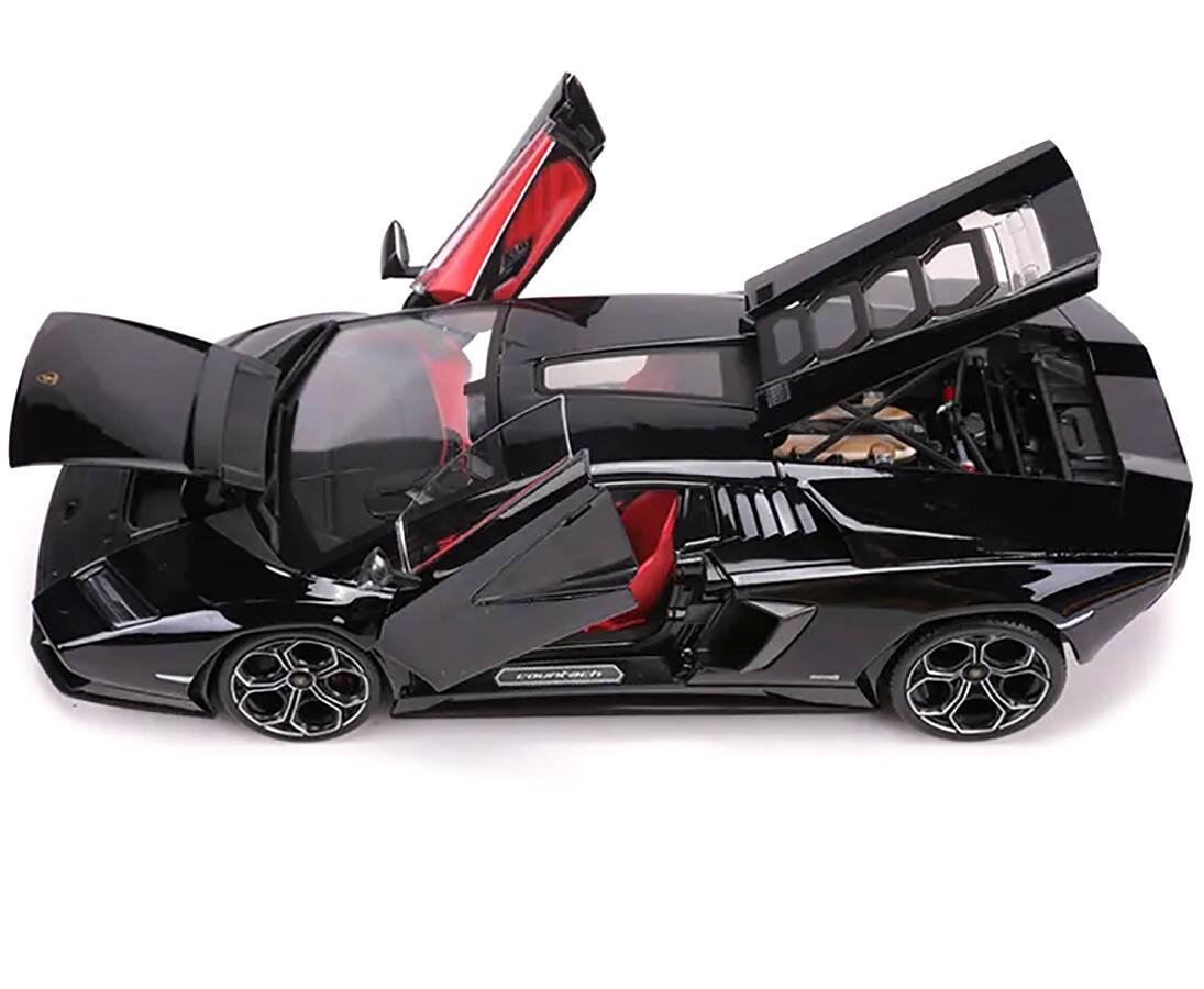Left. Maisto - Lamborghini Countach LPI 800-4 Black with Red Interior "Special Edition" 1/18 Diecast Model Car by Maisto - Black and Red.