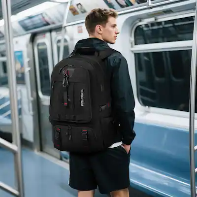 Unique Bargains - 45L Expandable Travel Backpack with Shoe Compartment, TSA Approved Carry On, Fits 18" Laptop, Water-Resistant - Black Unique Bargains - 45L Expandable Travel Backpack with Shoe Compartment, TSA Approved Carry On, Fits 18" Laptop, Water-Resistant - Black