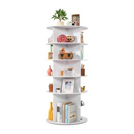 VEVOR - 5 Tiers Rotating Shoe Rack Tower, 360° Spinning Shoe Rack, Revolving Storage Round Carousel Display - White