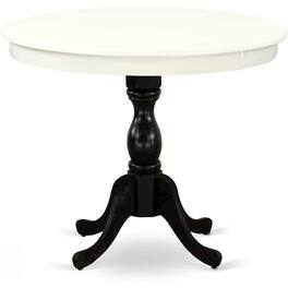 East West Furniture - Antique 36" Round Kitchen Table for Small Space - Linen White Top & Black Pedestal - Multi-Color
