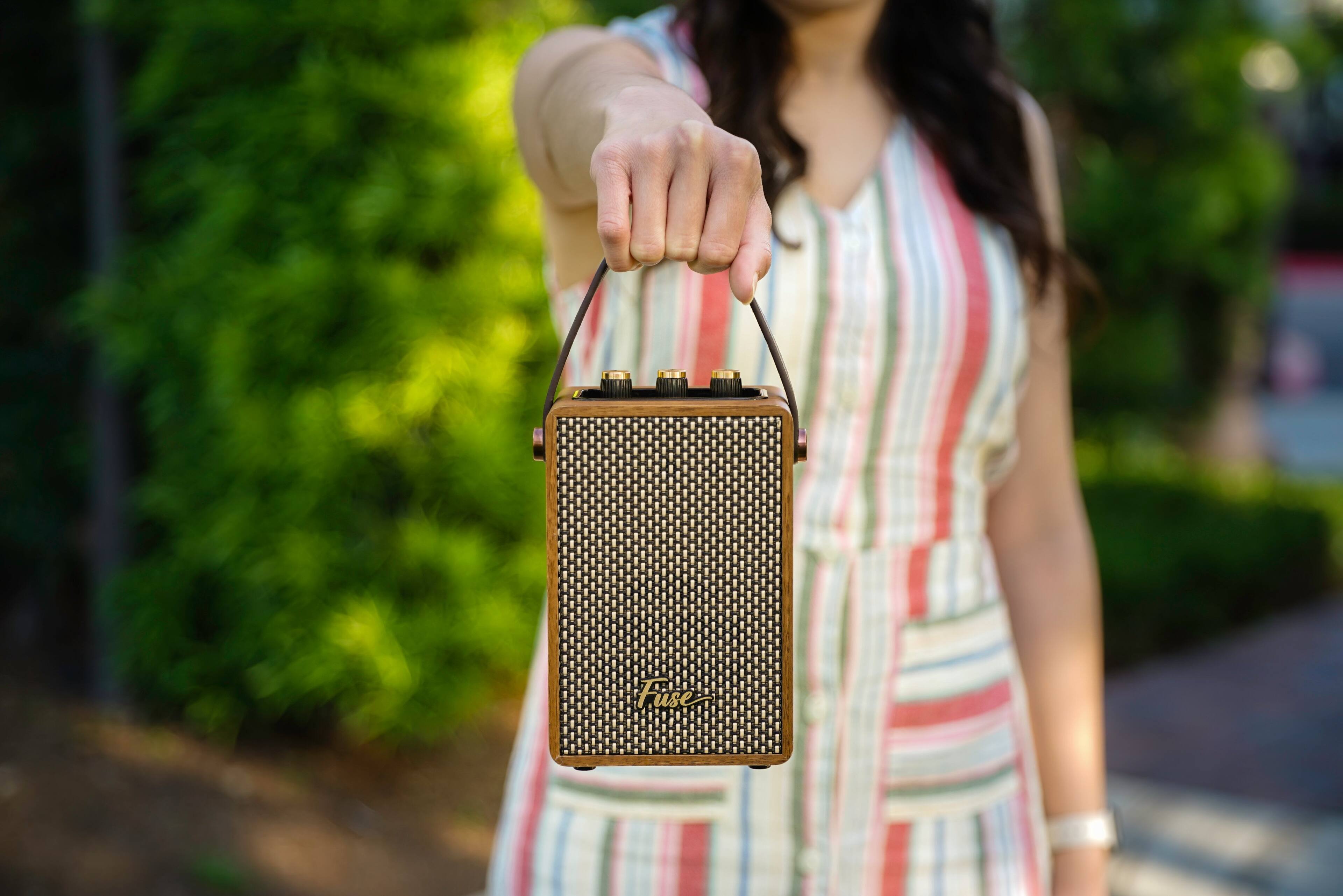 Alt View 3. Fuse Audio - Fuse ANDLE Portable Bluetooth Speaker with Handle | 12 Hour Battery Life |Brown.