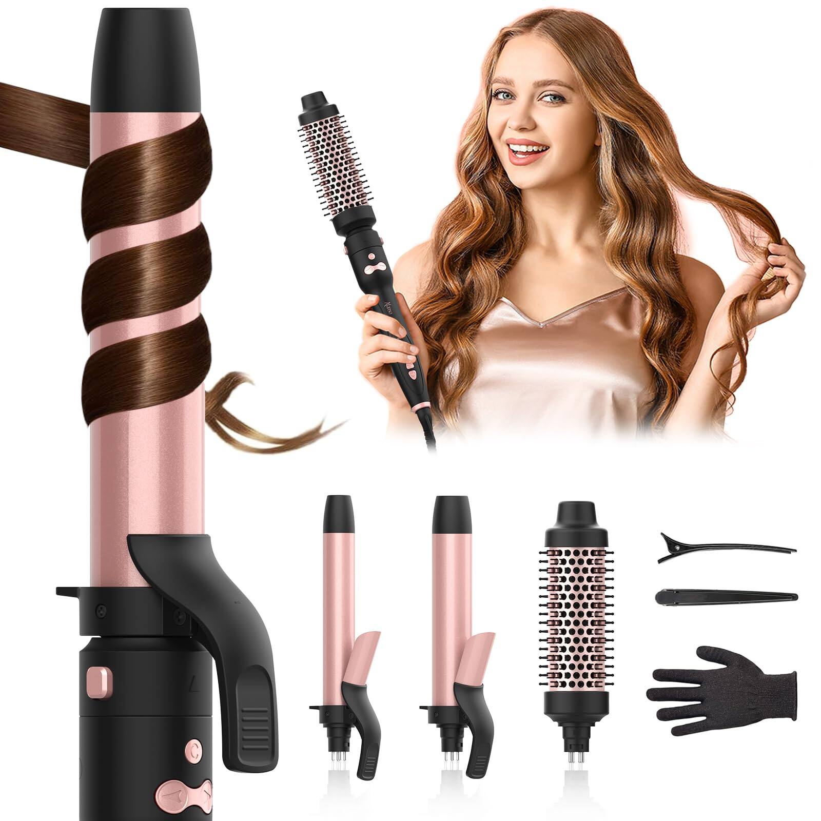 Front. Live At Space - Automatic Rotating Curling Iron 3 In 1 Thermal Brush Set 1-1 1/2 Inch Auto Hair Curler With 3 Temps 100 - Default.