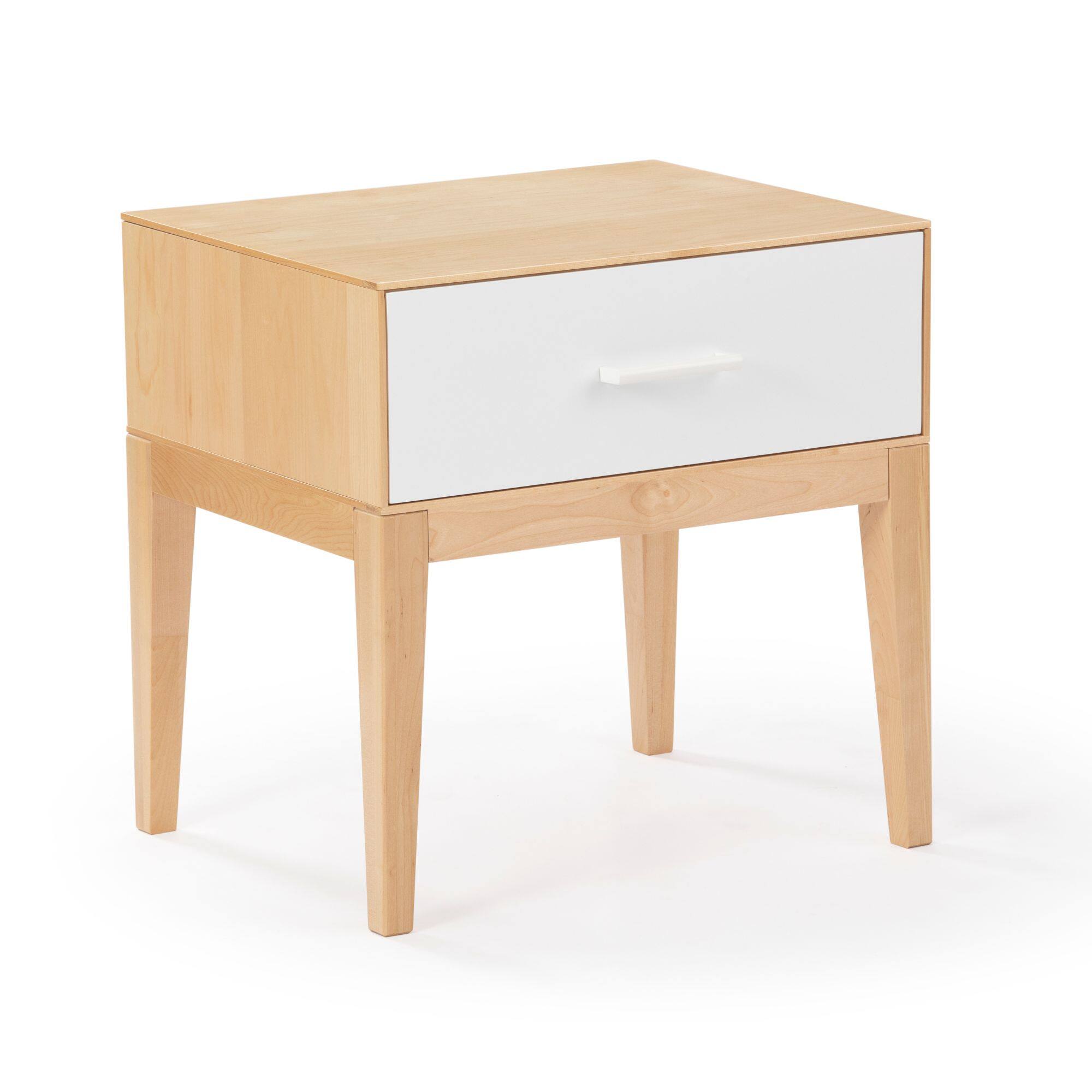 Front. Plank+Beam - Duo 1 Drawer Nightstand, White/Birch - White/Birch.