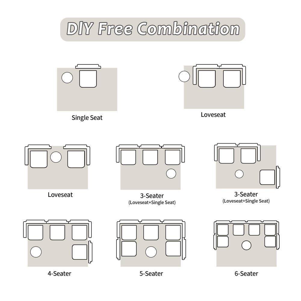 DIY Free Combination

- Single Seat
- Loveseat
- Loveseat (Loveseat+Single Seat)
- 3-Seater (Loveseat+Single Seat)
- 4-Seater
- 5-Seater
- 6-Seater
