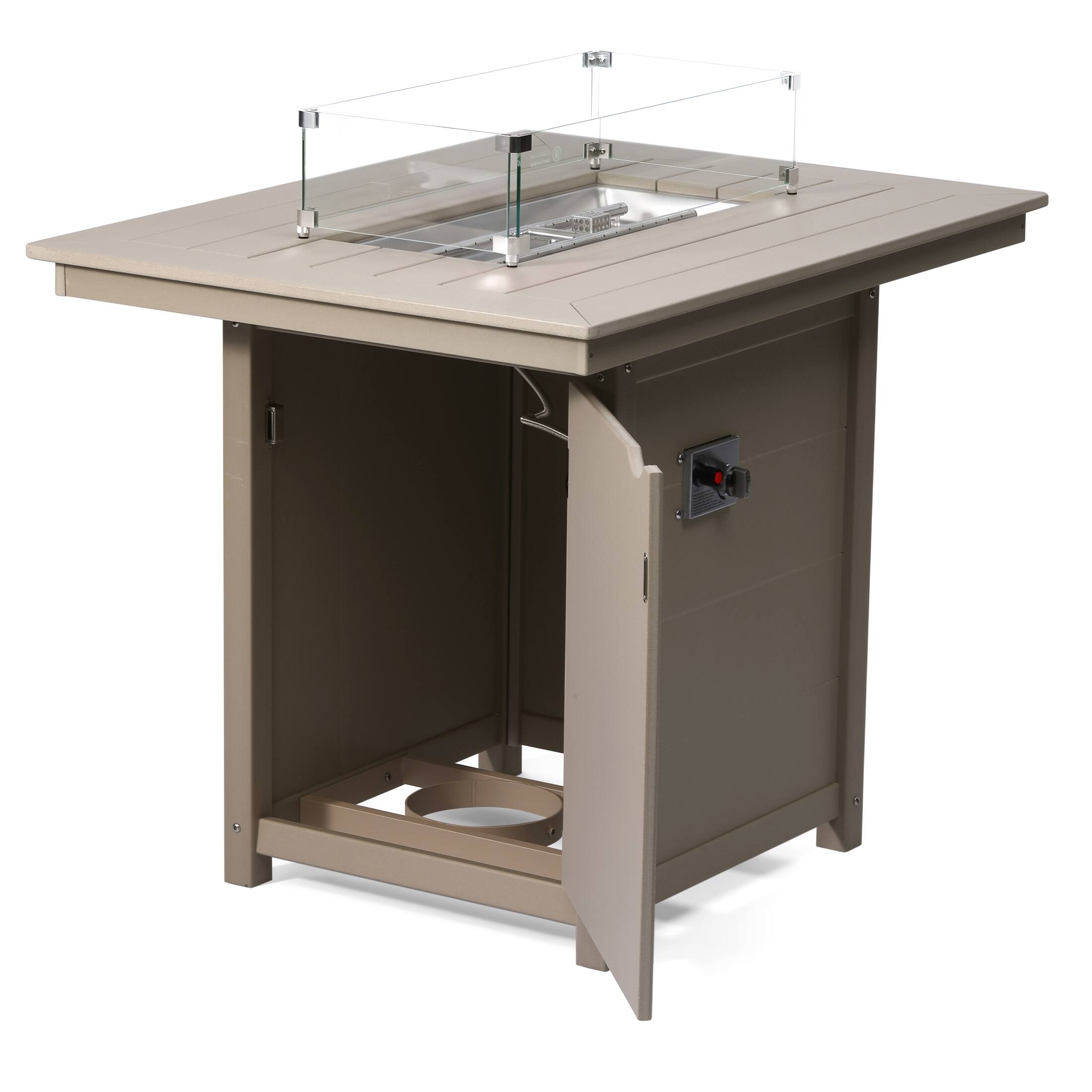 Left. WestinTrends - WestinTrends Helios 46" Modern Outdoor Patio Gas Propane Rectangle Fire Pit Table - Weathered Wood.