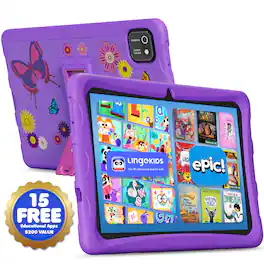 Contixo - K103 10 in. Kids Tablet Android 13, 32GB with Epic! and Lingokids, includes Kid-Proof Case with Kickstand - Purple
