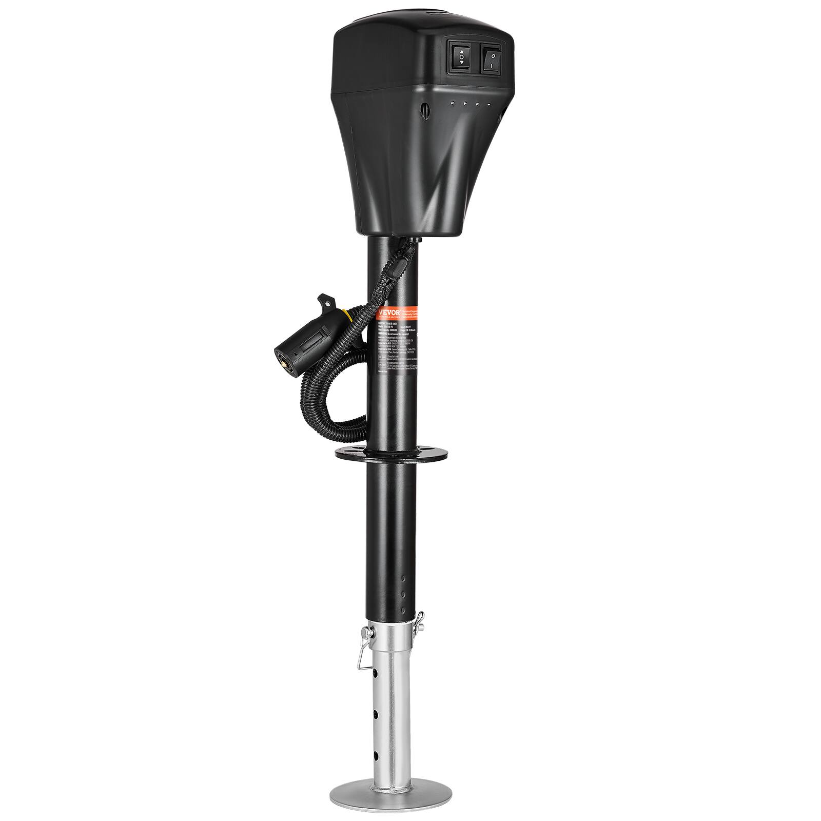 Alt View 5. VEVOR - Electric Trailer Jack, 5000 lbs, Heavy Duty RV Electric Power Tongue Jack with 7-pin Connector, Manual Crank Handle - Black.