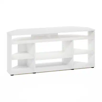 Front. Furinno - Jensen Corner TV Stand TV up to 55 Inches - White.
