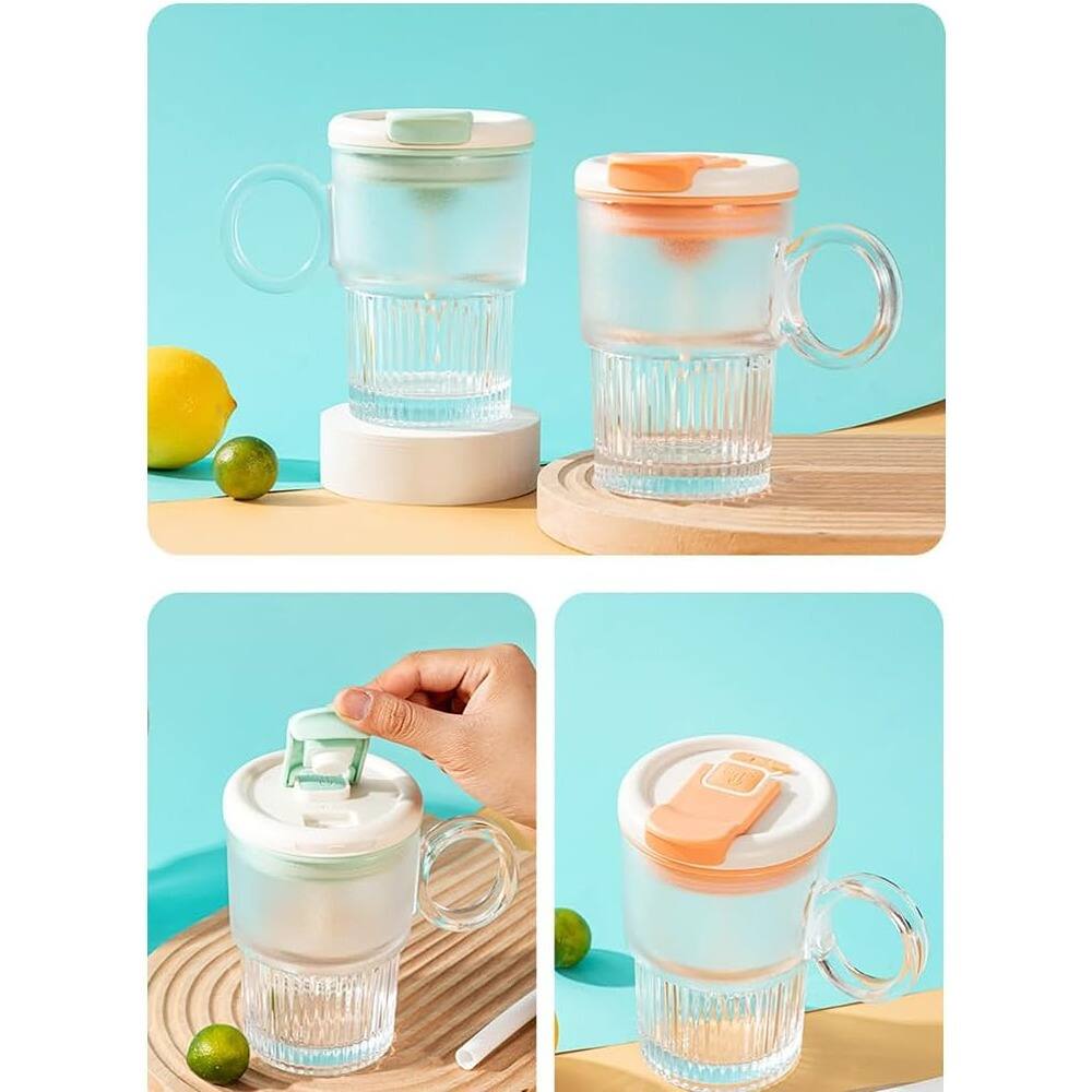 Alt View 1. Schertz - Electric Self-Stirring Glass Travel Mug w/ Straw, High-Speed Mixer (Cyan) - Cyan.