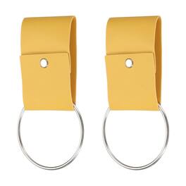 Unique Bargains - 2pcs Towel Ring Holder with Loop, Dish Towel Holder Wall Hook, Farmhouse Home Decor for Cabinet Oven Handle Rods - Yellow
