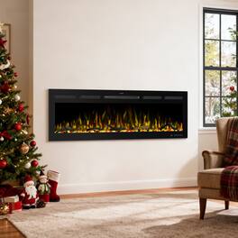 Ihomeadore - 60" Smart Recessed Wall-Mounted Electric Fireplace Insert with APP & Remote, Multi-Color Flame & Speed - Black