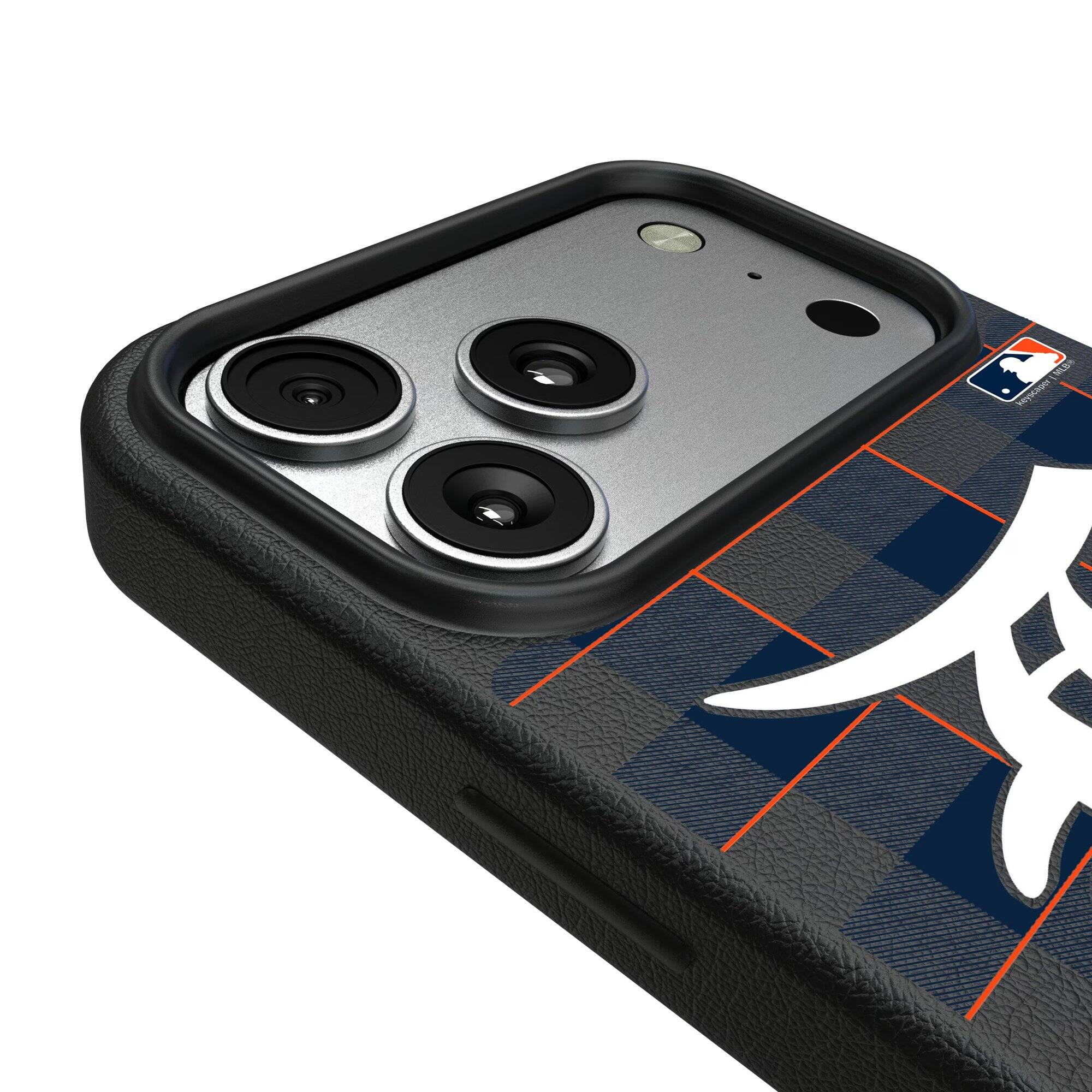 Alt View 2. Keyscaper - Detroit Tigers Plaid Magnetic Bump iPhone Case - 15 - Black.