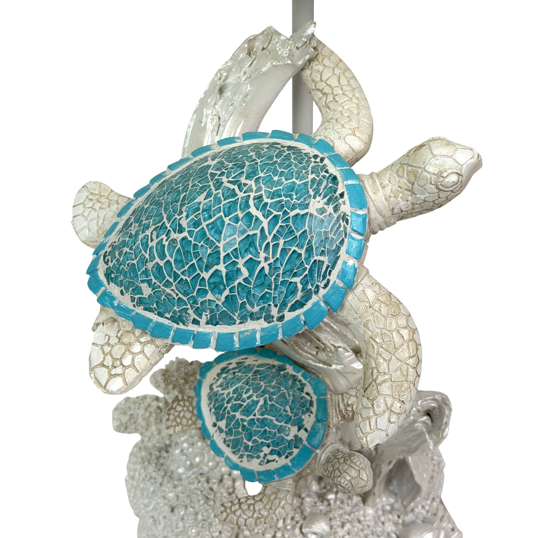 Alt View 9. Fancy That - Set of 2 Resin Sea Turtle Table Lamps with Blue Mosaic Shells, 19 Inch Each - Blue.