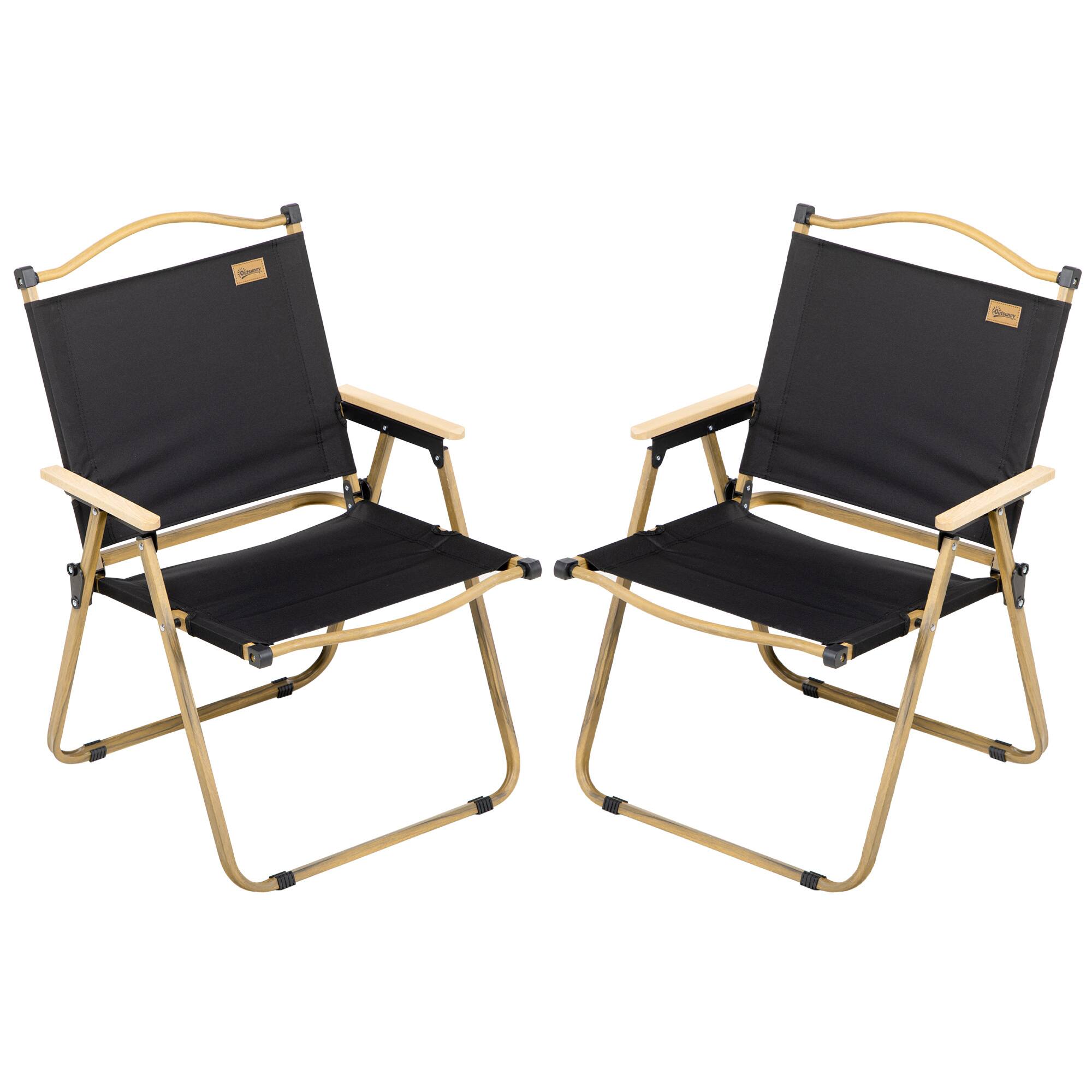 Outsunny - 2 Pack Folding Camping Chair, Lightweight & Portable Beach Chairs Armchairs, Perfect for Festivals, Fishing - Black price history on PriceWatchPro