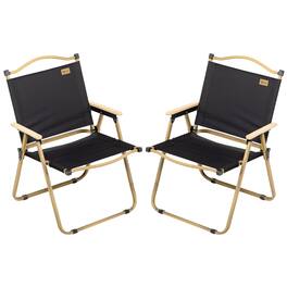 Outsunny - 2 Pack Folding Camping Chair, Lightweight & Portable Beach Chairs Armchairs, Perfect for Festivals, Fishing - Black