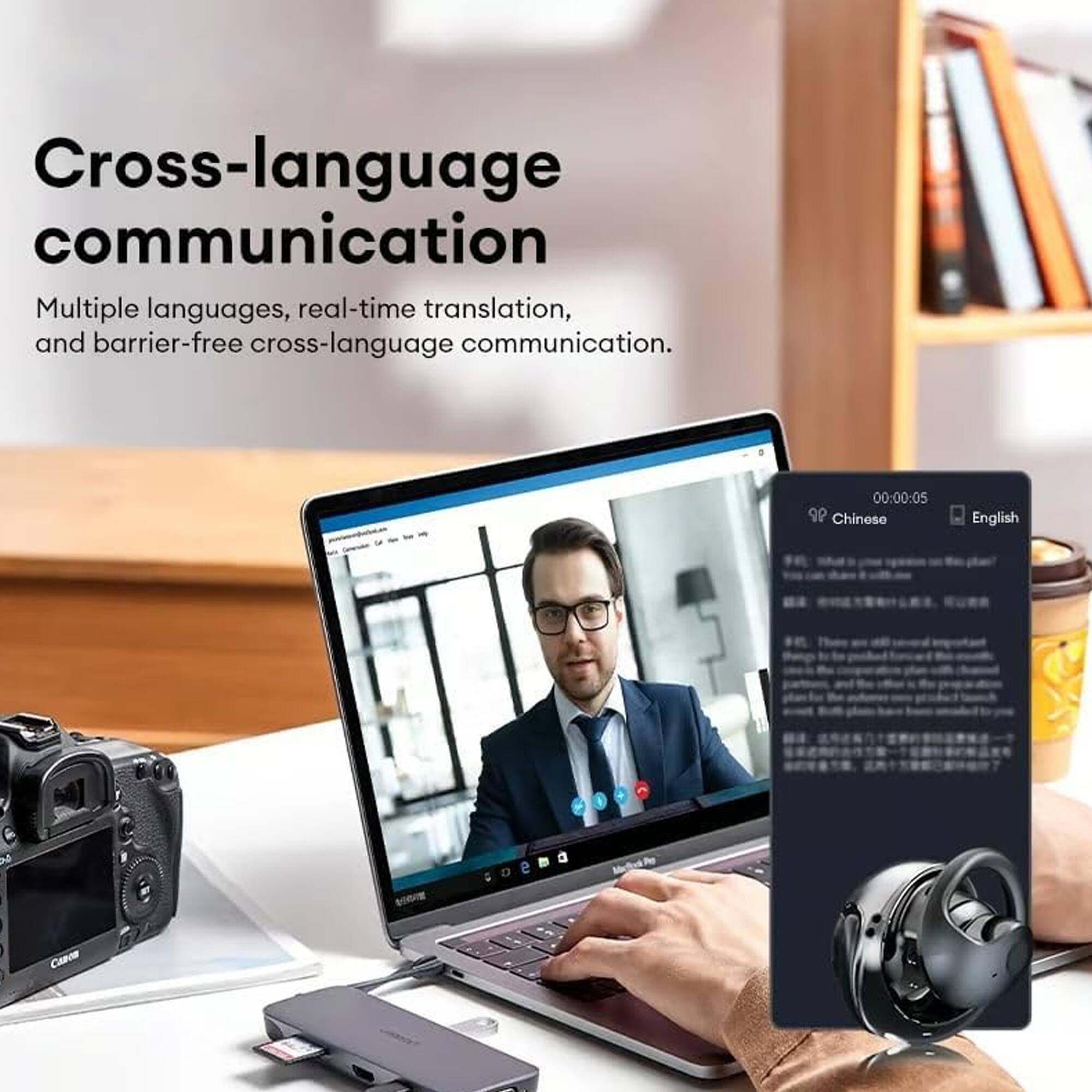 Cross-language communication  
Multiple languages, real-time translation, and barrier-free cross-language communication.  

Chinese  
English