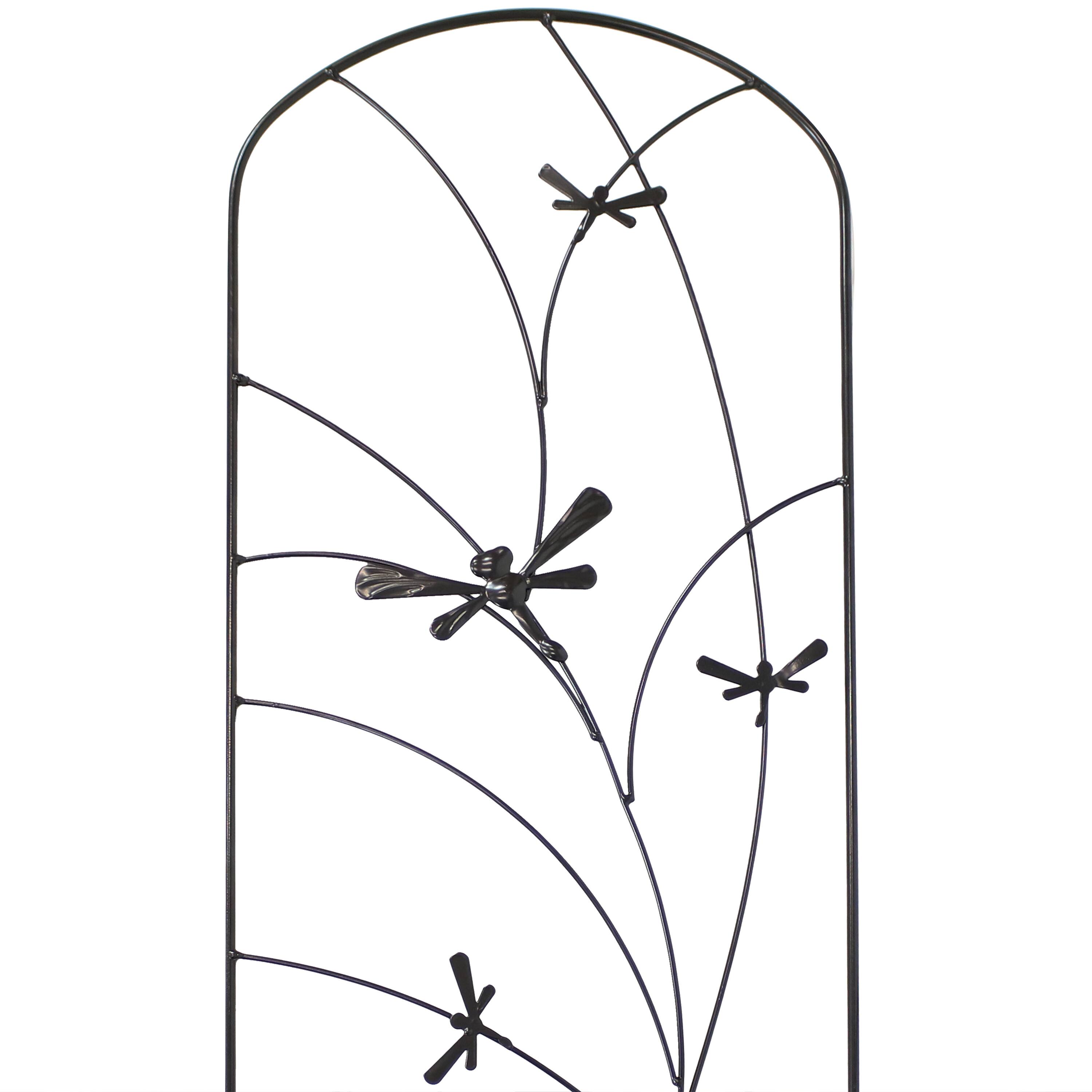 Alt View 5. Sunnydaze - 55 in Steel Dragonfly Delight Garden Plant Trellis - Set of 2 - Black.
