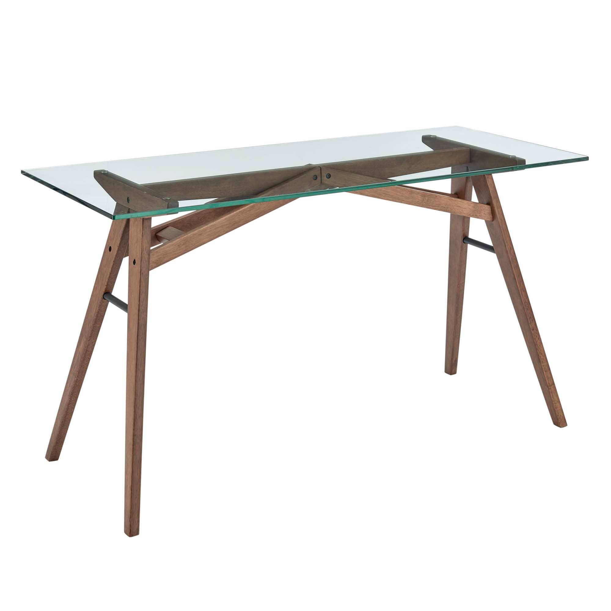 Angle. Modway - Steadfast Glass Top Office Desk by Modway - Walnut.