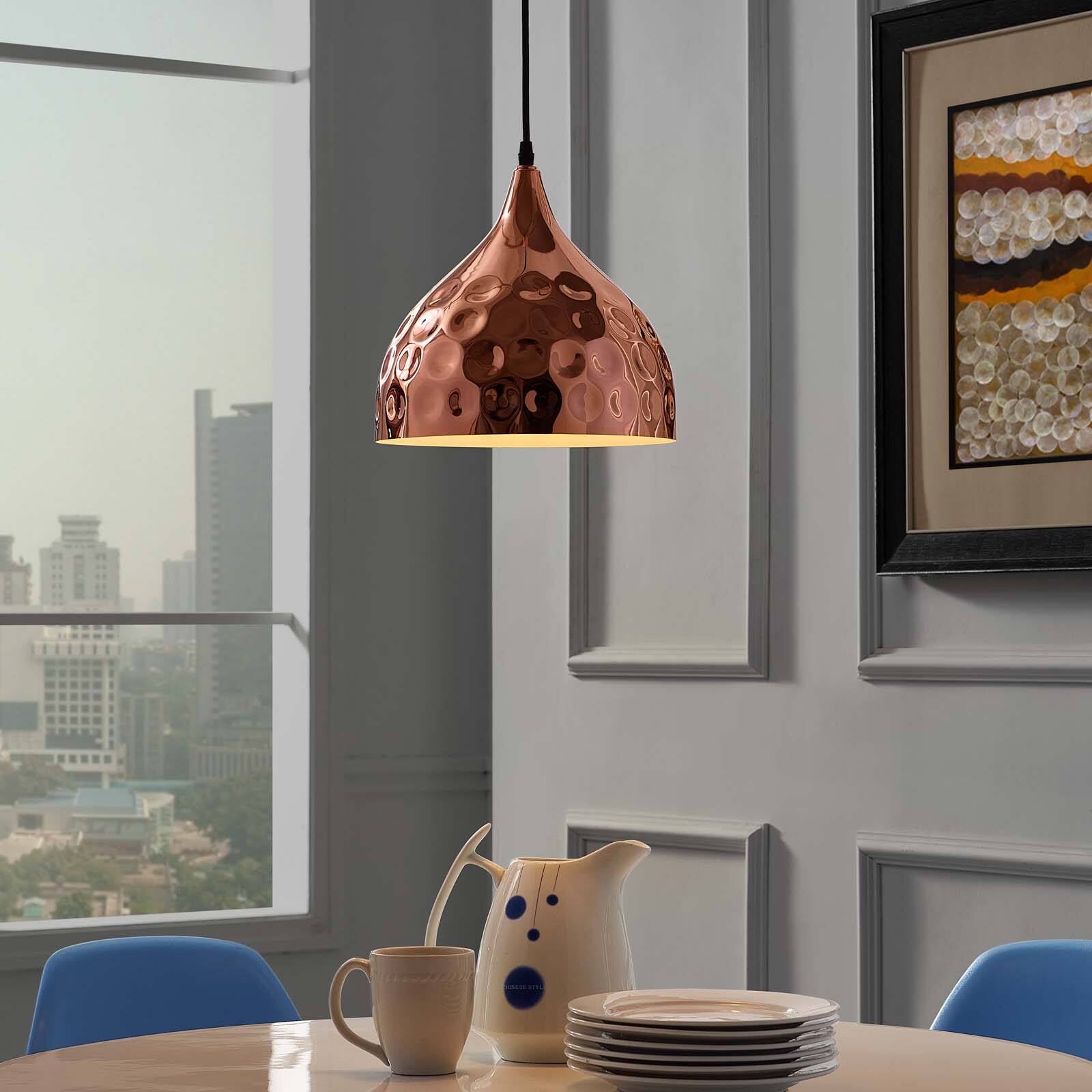 Front. Modway - Dimple 11" Bell-Shaped Rose Gold Pendant Light by Modway - Rose Gold.