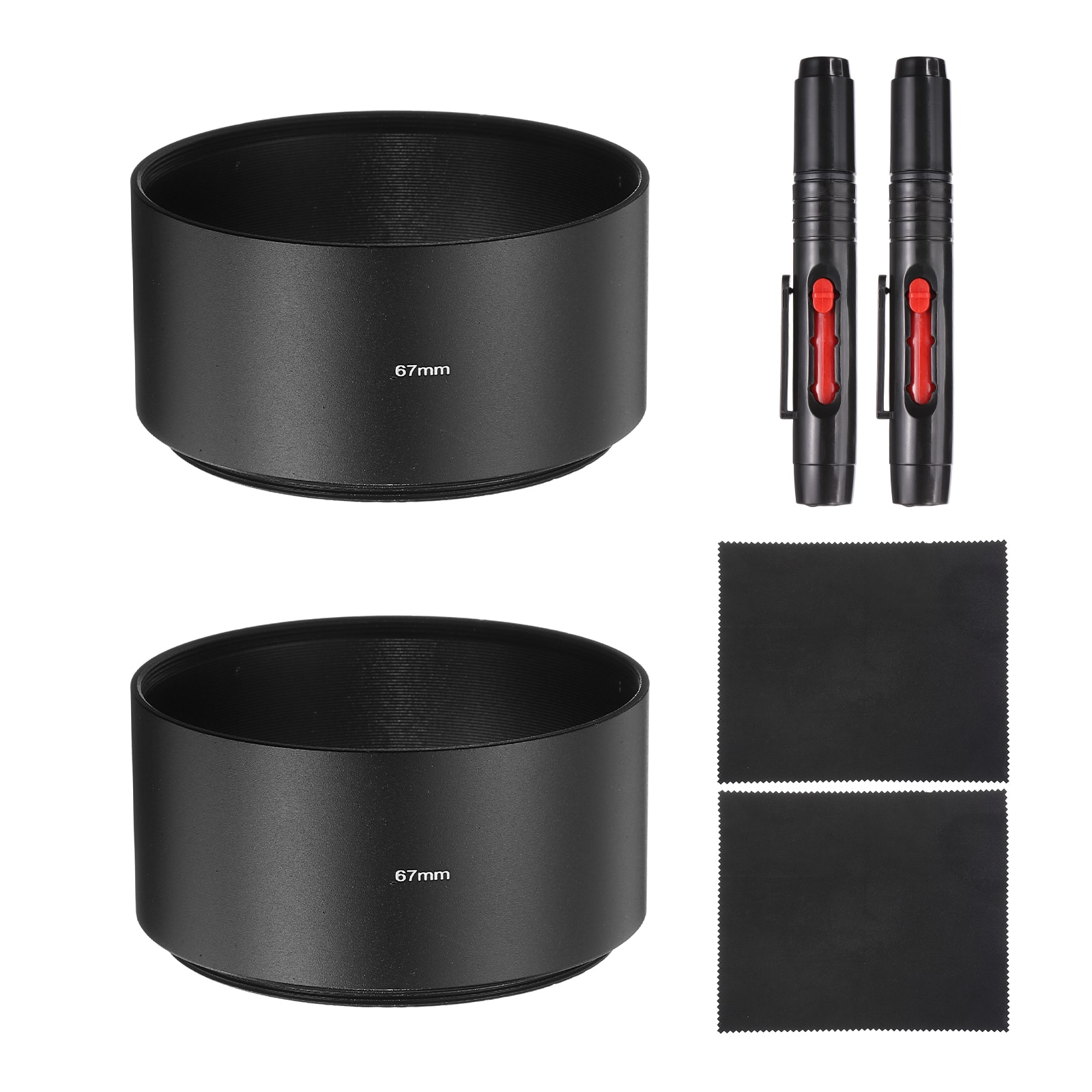 Unique Bargains - 2pcs Lens Hood Shade, 67mm Long-focus Metal Camera Cap Shade with Cleaning Cloth & Pen - Black price history on PriceWatchPro