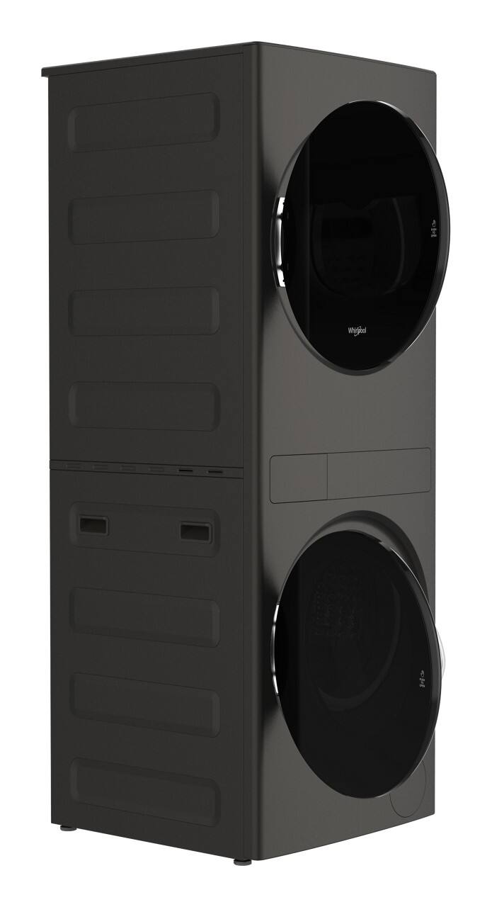 Left. Whirlpool - 2.7 Cu. Ft. Washer and 4.3 Cu. Ft. Electric Dryer Ventless Heat Pump Laundry Tower and Energy Star - Titanium Metallic.