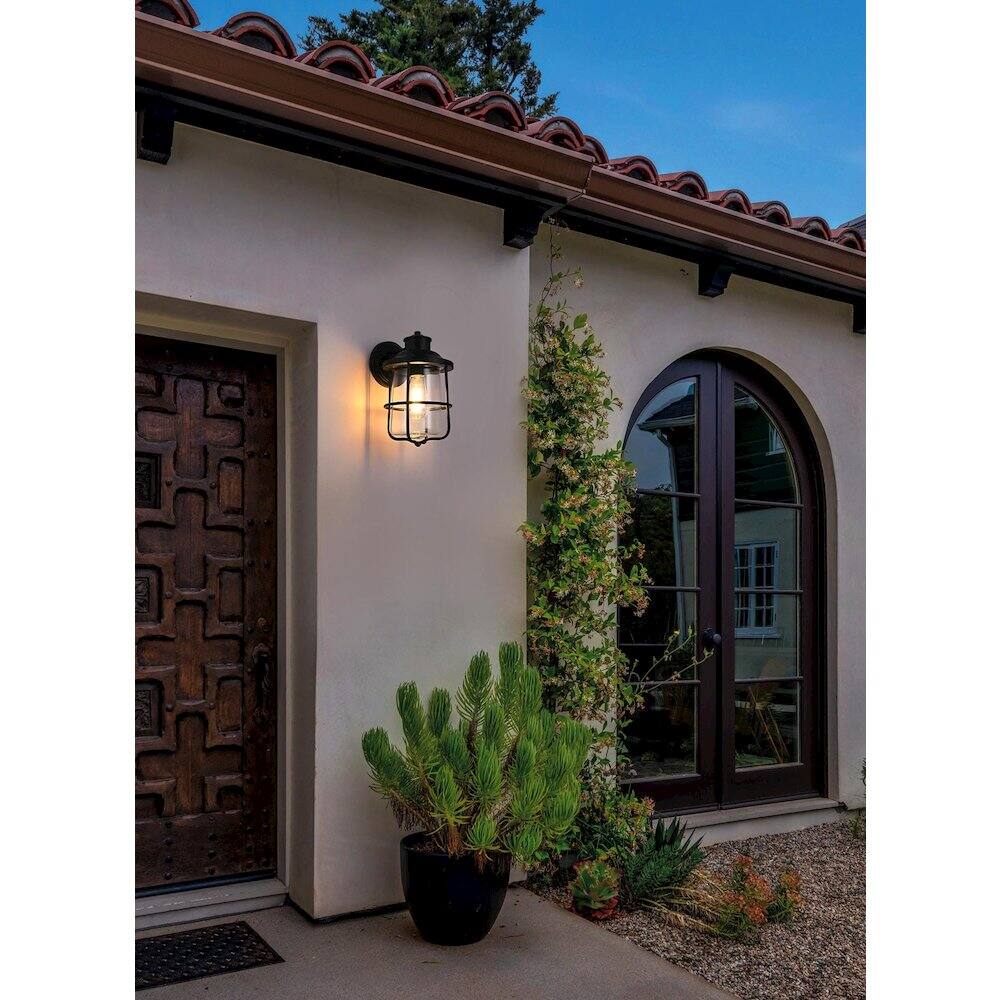 Alt View 4. Elegant Lighting - Huxley 7 Inch Outdoor Wall Sconce In Black - Black.