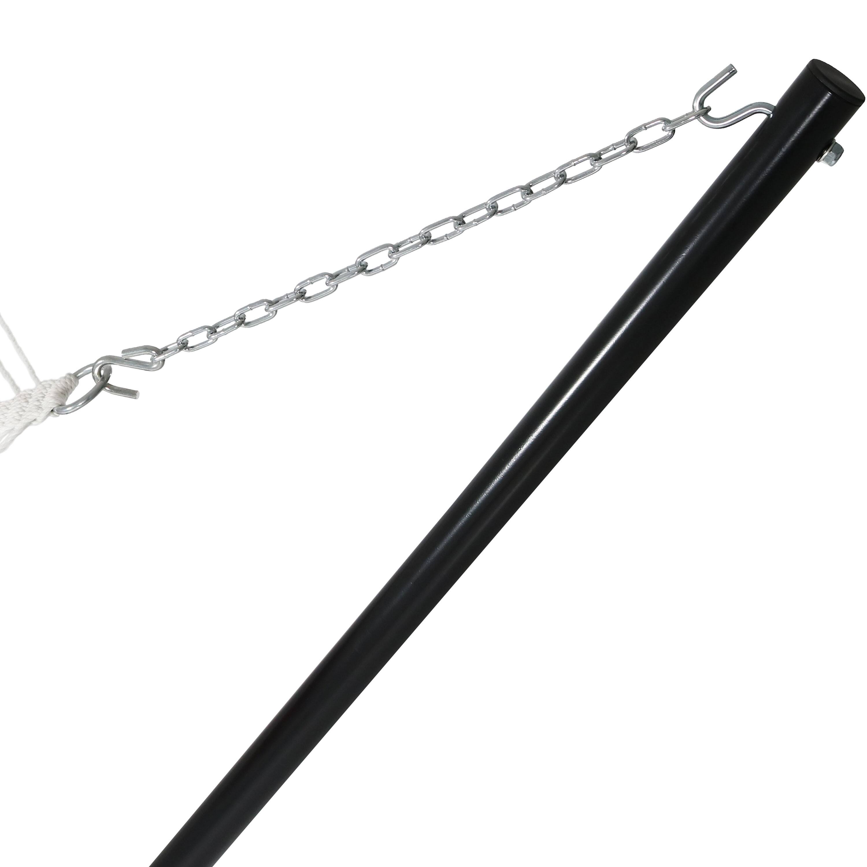 Alt View 5. Sunnydaze - Large Polyester Rope Hammock with Steel Stand and Pillow - White.