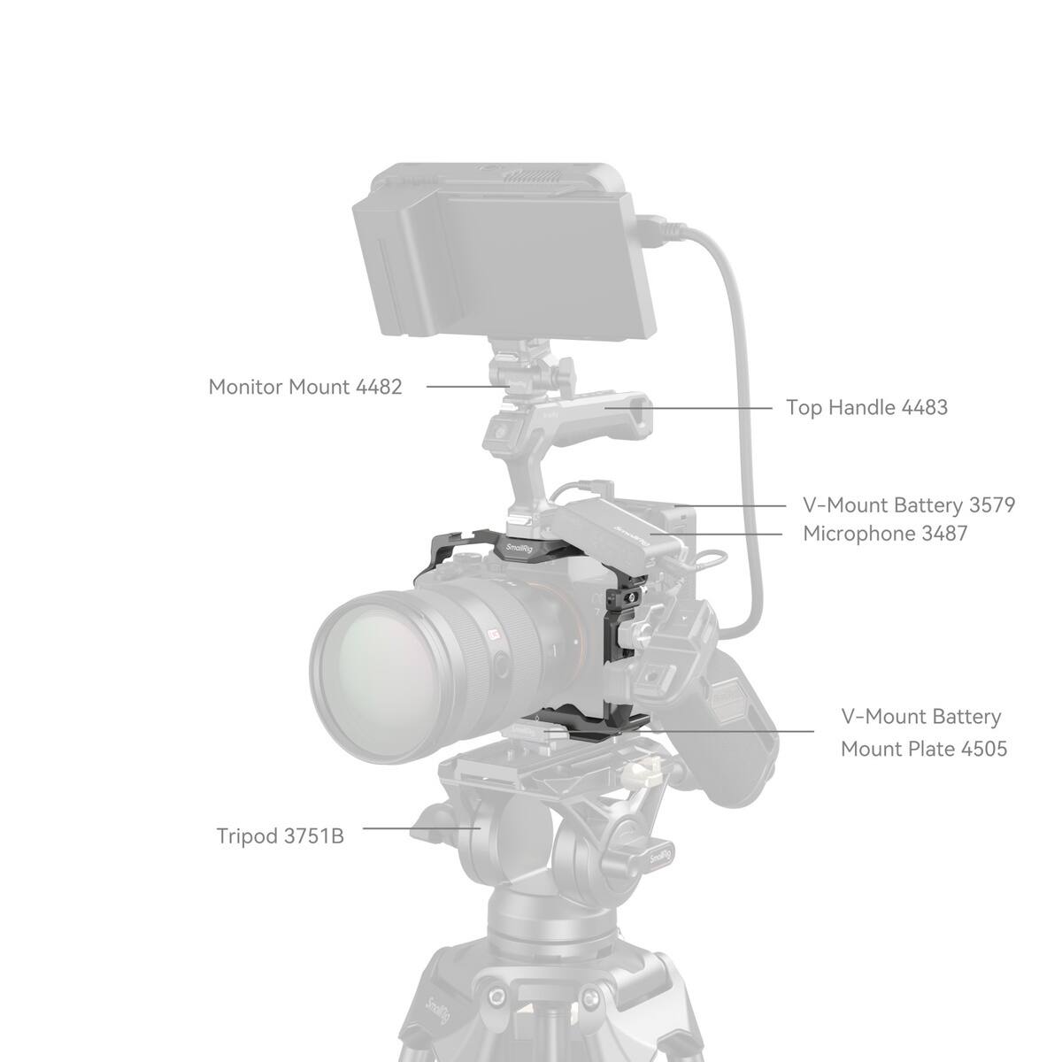 Monitor Mount 4482  
Top Handle 4483  
V-Mount Battery 3579  
Microphone 3487  
V-Mount Battery Mount Plate 4505  
Tripod 3751B