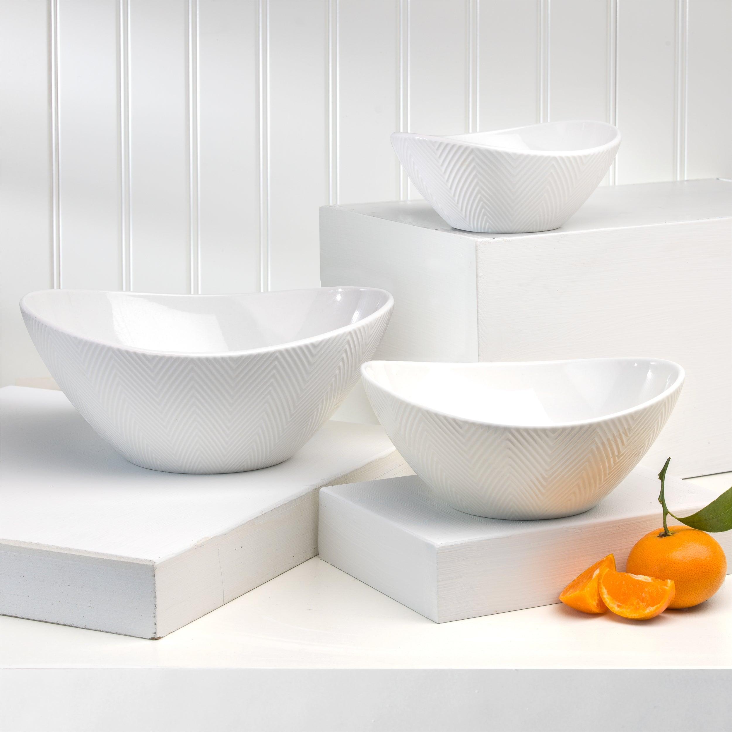 Euro Ceramica Home - Highlands Set of 3 Stoneware Prep & Serve Nesting Bowls - White