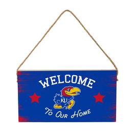 Evergreen Enterprises - Kansas Jayhawks 6" x 11" Welcome Home Wood Wall Sign with Rope Hanger - Multicolor