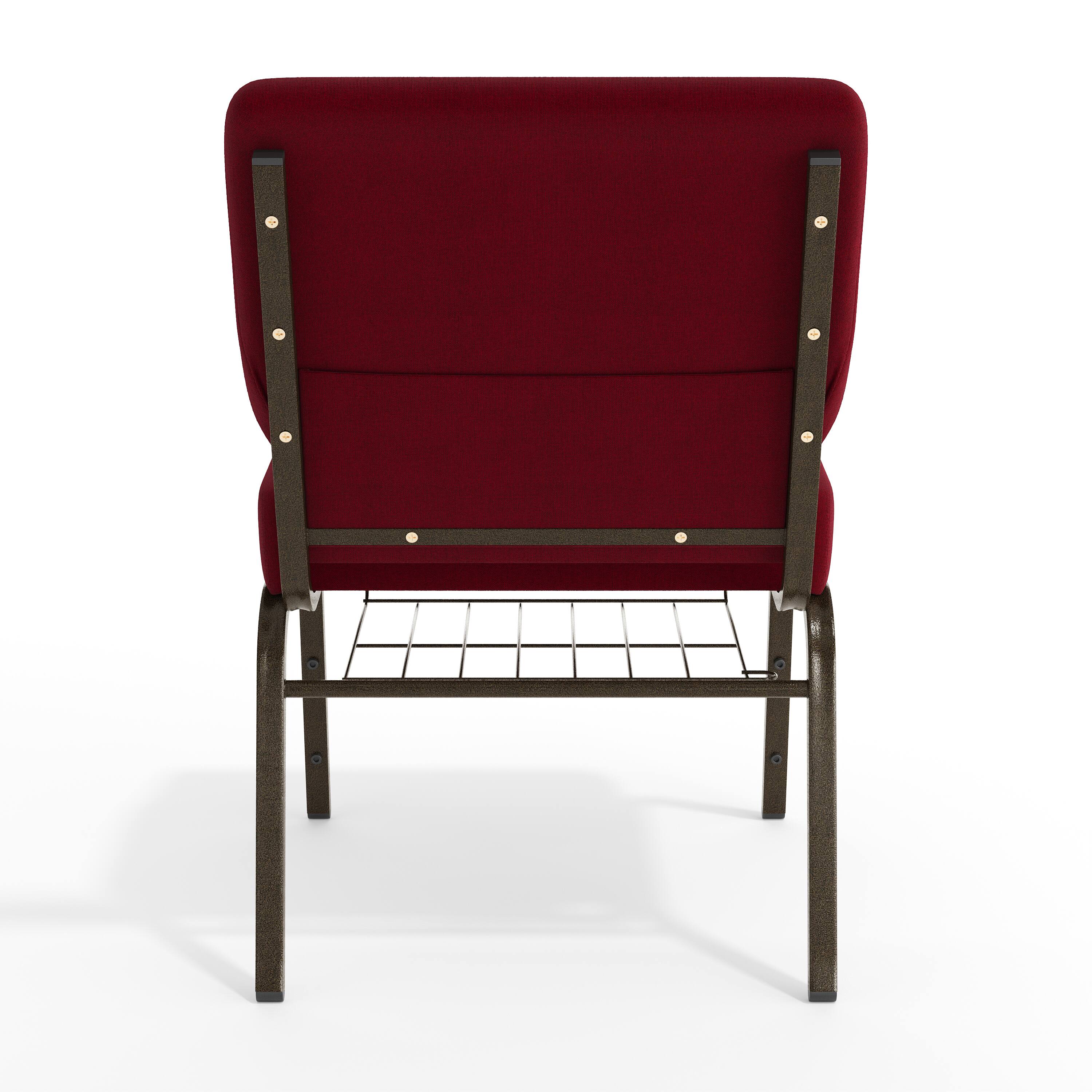 Alt View 7. Emma + Oliver - 21"W Church/Reception Guest Chair with Communion Cup Book Rack - Burgundy Fabric/Gold Vein Frame.