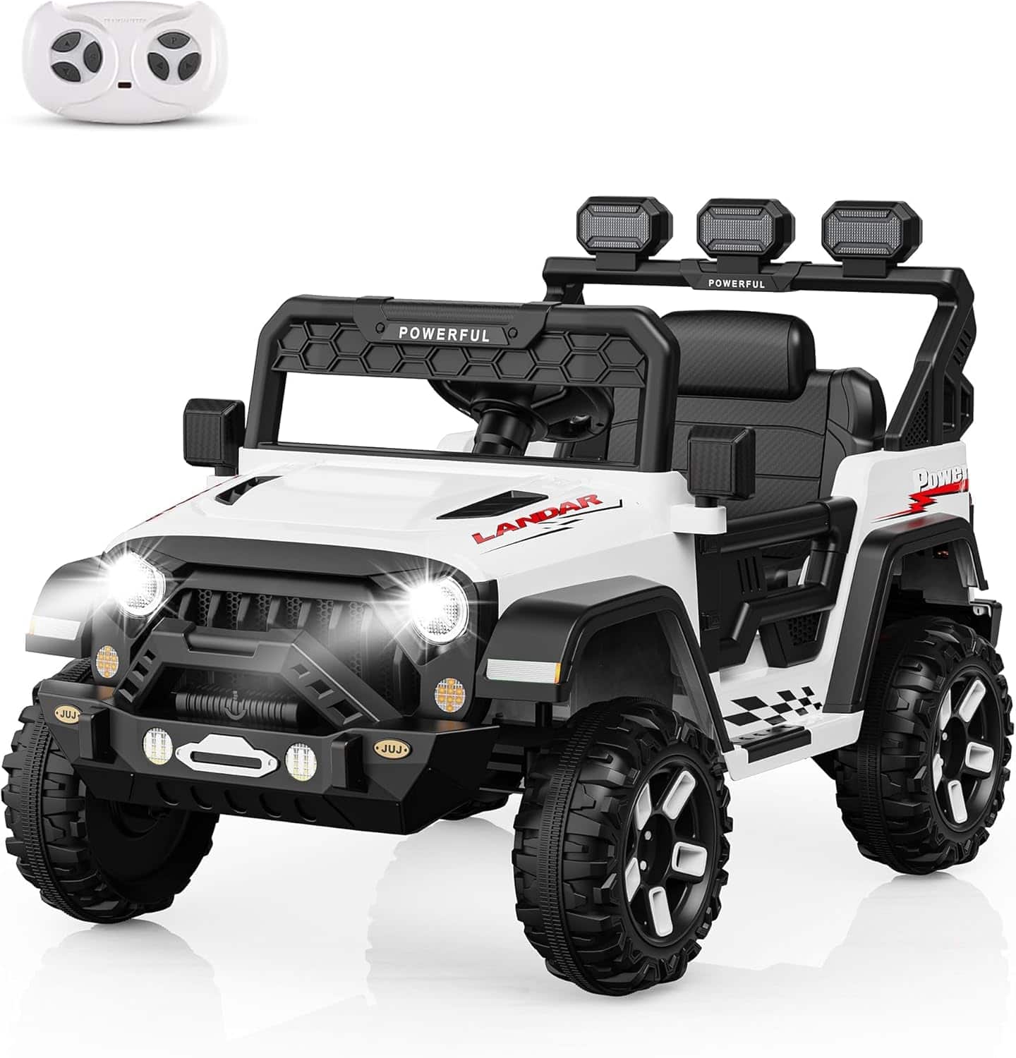 Electrodes Masters - 12V Ride on Truck with 3 Speeds, Parent Remote Control Kids Electric Car,LED Lights & Battery Power,Gift for Toddlers - White price history on PriceWatchPro