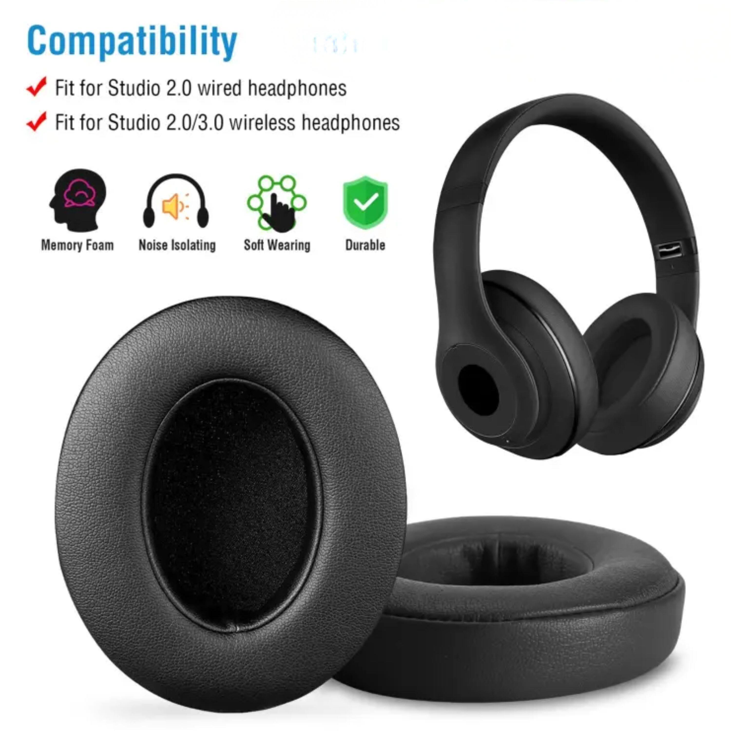Compatibility  
Fit for Studio 2.0 wired headphones  
Fit for Studio 2.0/3.0 wireless headphones  

Memory Foam  
Noise Isolating  
Soft Wearing  
Durable