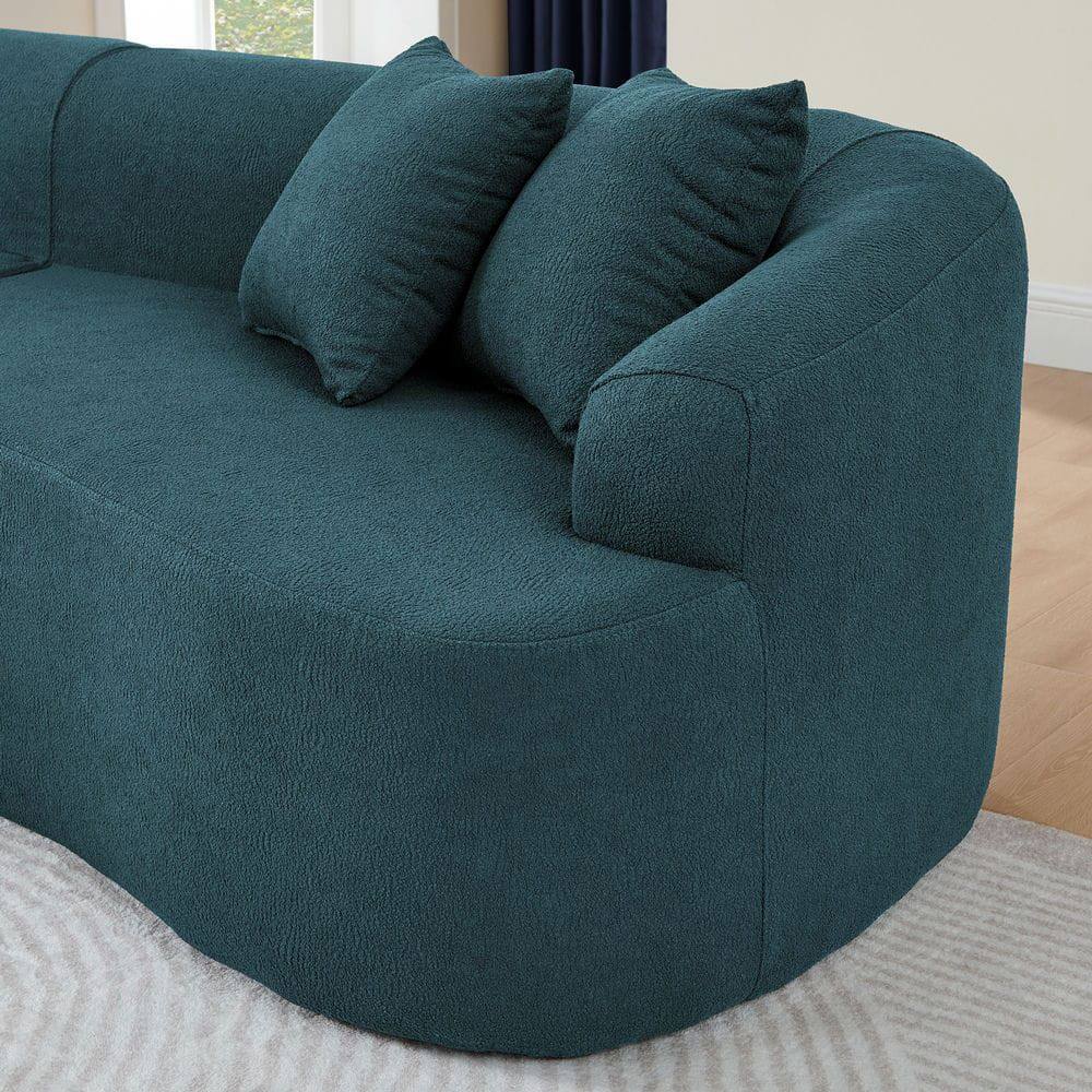 Alt View 7. Kadyn - Curved Modular Sectional Sofa, Modern Design with Lamb's Wool Fabric, Ready to Use No Assembly, Blue - Blue.