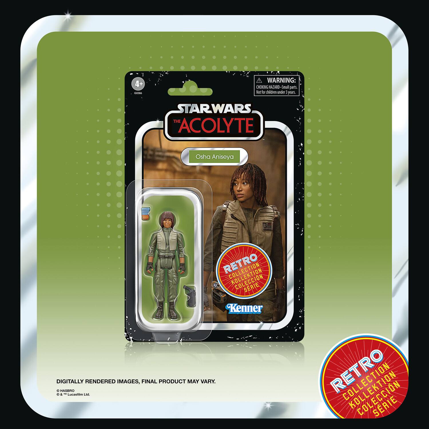 4+ Sncts A WARNING: CHOKING HAZARD Small parts Not for children under 3 years STAR WARS THE ACOLYTE Osha Aniseya RETRO COLLECTION COLLECCIÓN SERIE Kenner DIGITALLY RENDERED IMAGES, FINAL PRODUCT MAY VARY. d HAGERO d & - Lucastan E RETRO KOLLEKTION SERIE