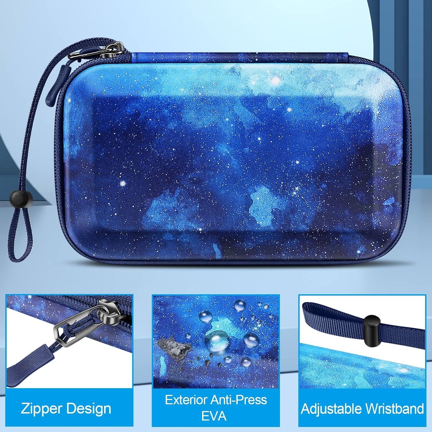 Zipper Design  
Exterior Anti-Press Adjustable Wristband EVA
