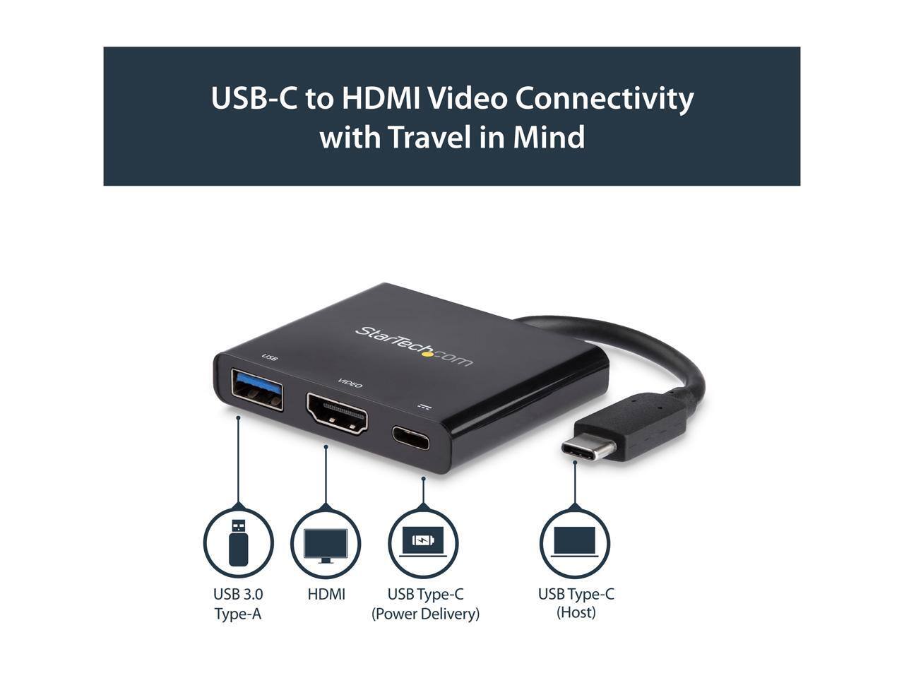 USB-C to HDMI Video Connectivity with Travel in Mind  
usa StarTech.com  
VEC0 USB 3.0 Type-A HDMI USB Type-C (Power Delivery) USB Type-C (Host)