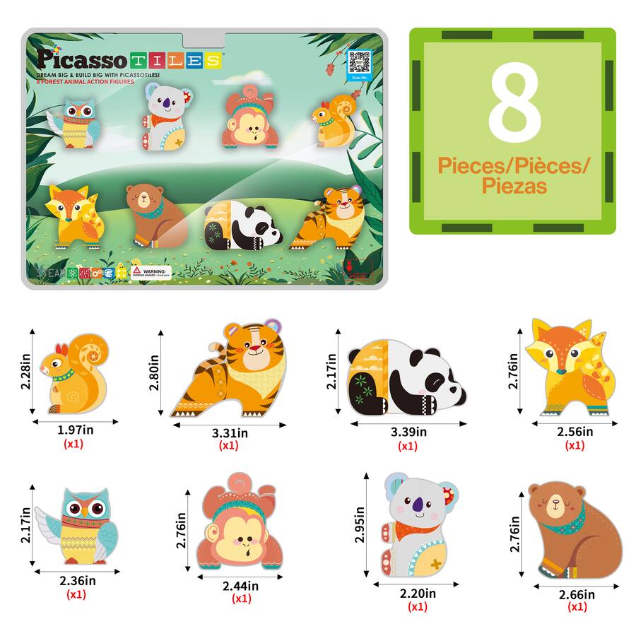 PicassoTiles PICASSO TILES Magnetic Tiles for Kids, Forrest Animal ...