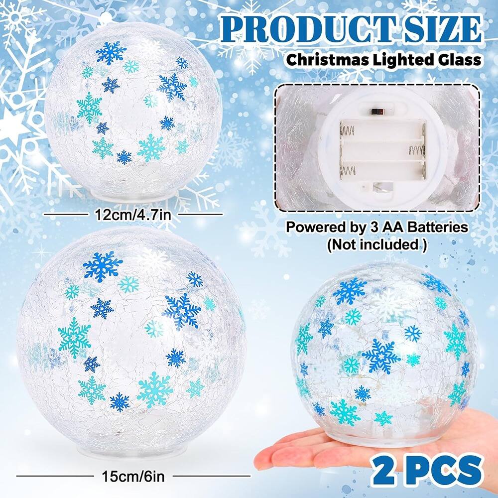 PRODUCT SIZE  
Christmas Lighted Glass  

12cm/4.7in  
15cm/6in  

Powered by 3 AA Batteries (Not included)  

2 PCS