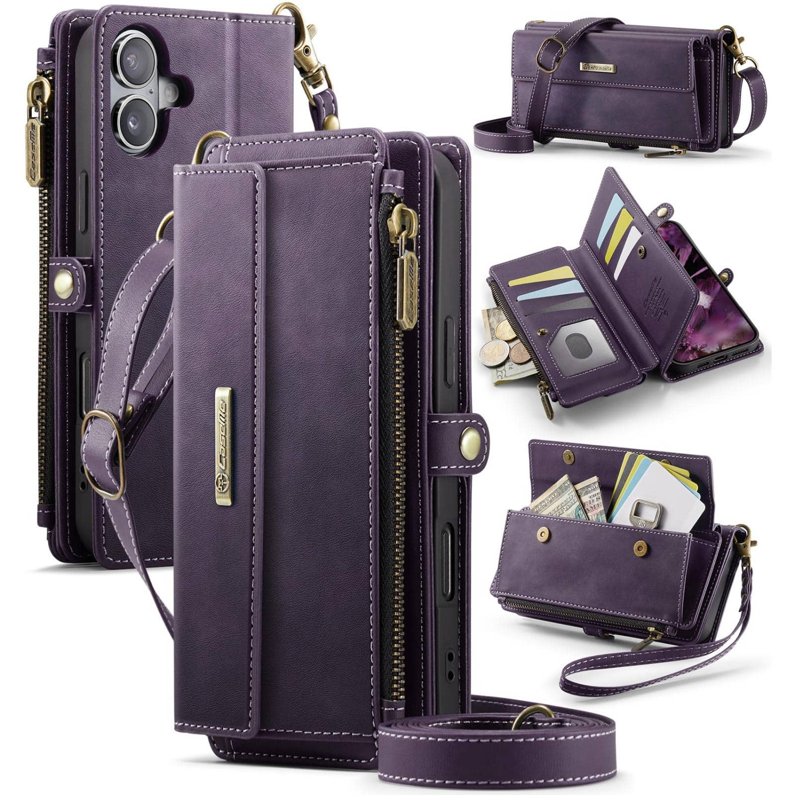 UUCOVER - Folio Wallet Case for Apple iPhone 17 with RFID Blocking Card Slots Cash Holder, Zipper Pocket, Crossbody Strap, Stand - Purple price history on PriceWatchPro
