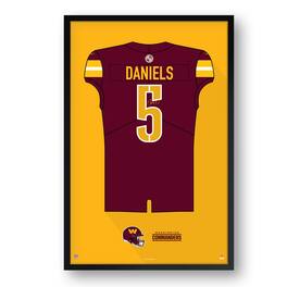 Sporticulture - Jayden Daniels Washington Commanders Framed 27" x 39" Jersey Art Print - Multicolor